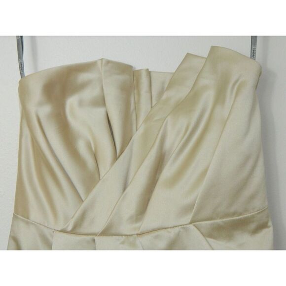 Vera Wang Dress Maxi  Ivory Origami Champagne Strapless Formal Bridesmaid Size 4 - Picture 4 of 12